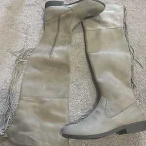 Faux Suede Tassel Boots